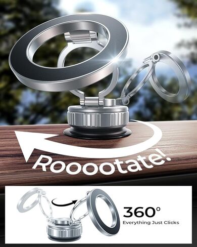 DIMONCOAT 2026 حامل هاتف مغناطيسي معدني مطور للسيارة [109LB شفط + 2800gf مغناطيسي]، حامل هاتف Magsafe للسيارة بزاوية 360 درجة، حامل هاتف سيارة قابل للطي لهاتف iPhone 17/16 Pro Max in Kuwait