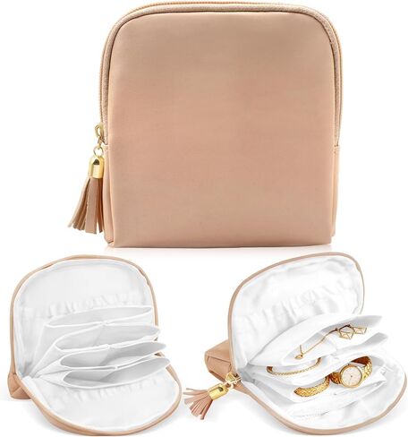 Small Jewelry Travel Case Jewelry Pouch Bags Jewelry Case with Zipper Soft Velvet Organizer Storage Bag for Necklaces Bracelets Earrings Travel Essentials Gifts for Men Women (Pink) in Saudi Arabia