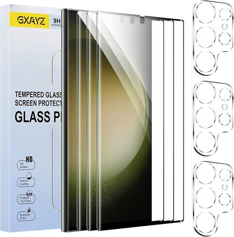 3 Pack Tempered Glass Screen Protector for Samsung Galaxy S23 Ultra,3D Curved Full Coverage, 9H Hardness, Touch Sensitive, Bubble Free in Saudi Arabia