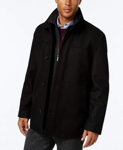 LONDON FOG Men's Wool Blend Car Coat with Bib in Kuwait