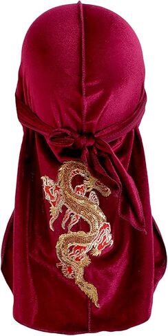 2Pcs Velvet Durag Wave Cap Bandanas Skull Cap Ribbon Strap Hip-hop Pirate Headwraps Men Women Doo Durag Headwear in Saudi Arabia