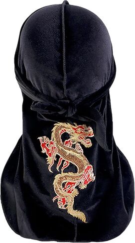 2Pcs Velvet Durag Wave Cap Bandanas Skull Cap Ribbon Strap Hip-hop Pirate Headwraps Men Women Doo Durag Headwear in Saudi Arabia