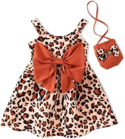 طفل رضيع فتاة فساتين ملابس الصيف أكمام Bowknot ملابس الرضع فستان الشمس غير رسمي لفتاة لطيف قبعة + حقيبة in Kuwait