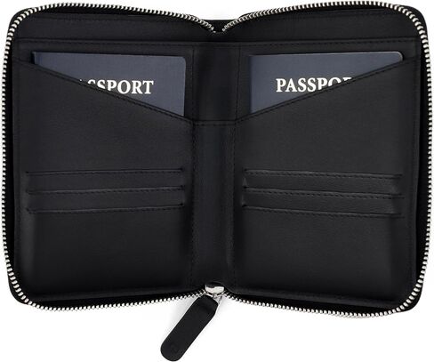 حامل جواز سفر من الجلد المحبب بالكامل لجوازي سفر - حامل جواز سفر مزدوج ومنظم وثائق السفر - محفظة سفر RFID للأزواج - جملي in Kuwait