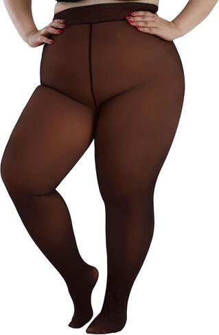 Spring Water Plus Size Fleece Lined Tights Women Thermal Winter Warm Thick Sheer Black Skin Tone Translucent in Saudi Arabia