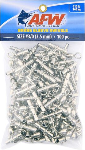 AFW Brass Sleeve Swivels - Fishing Tackle for Saltwater Fishing, Ideal for Deep Drop Rigs, Spreader Bars, Daisy Chains - Available in Sizes #3, #2/0, #3/0, 10pc & 100pc Nickel Plated in Saudi Arabia