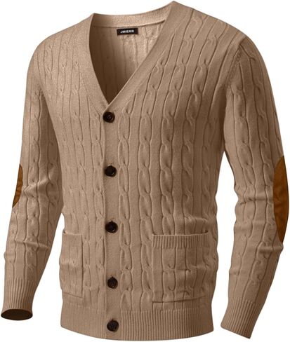 JMIERR Mens Cardigan Sweater Cable Knit Button-Down Sweaters V Neck Warm Winter Cardigans with Pockets in Saudi Arabia