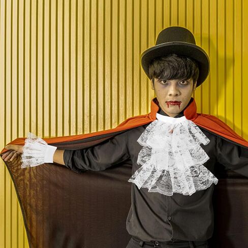 Victorian Lace Jabot Neck Ruff Collar and Cuffs Set in Kuwait