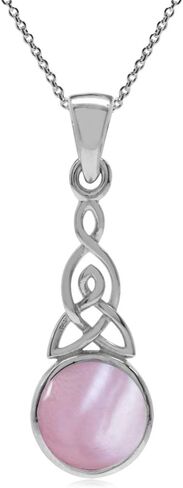 Silvershake Natural Moonstone 925 Sterling Silver Triquetra Celtic Knot Pendant with 18 Inch Chain Necklace in Kuwait