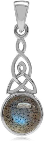 Silvershake Natural Moonstone 925 Sterling Silver Triquetra Celtic Knot Pendant with 18 Inch Chain Necklace in Kuwait