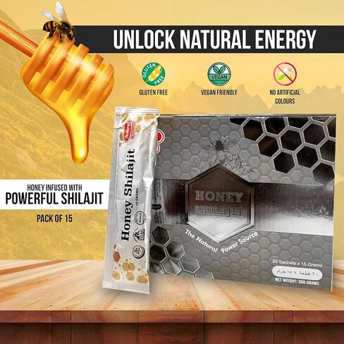 Ashraf Naturals King Honey Shilajit Plus - Premium Honey & Himalayan Shilajit Blend with Herbal Extracts, Natural Energy & Vitality Support,15 Sachets x 15g in Saudi Arabia