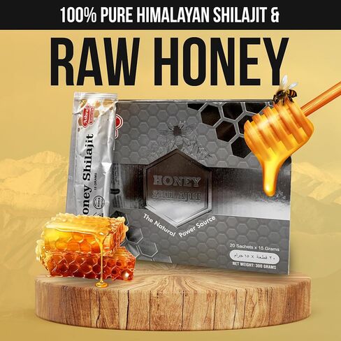 Ashraf Naturals King Honey Shilajit Plus - Premium Honey & Himalayan Shilajit Blend with Herbal Extracts, Natural Energy & Vitality Support,15 Sachets x 15g in Saudi Arabia