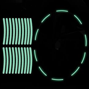 20Pcs Car Wheel Rim Reflective Car Wheel Decorative Stripe Stickers, Night Safety Warning Stripe, Decals Tape for car, Motocycle, Bicycle (Florescent)