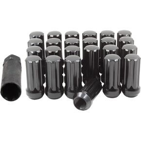 Wheel Accessories Parts 24 Pcs 14mm 2.0 14x2.0 Thread Truck 1.90" Long Spline Lug Nuts Black Truck 7 Spline Fits 2003-14 Ford Expedition Lincoln Navigator 2004-14 F150