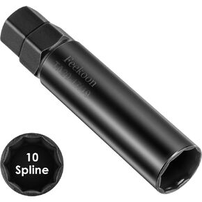 Feekoon 10 Spline Lug Nut Key Replacement for TA20-17/19, Compatible with Bimecc 10-Spline Lug Nut and Lug Bolts, Passenger w/ 17MM and 19MM Hex Drive, Steel (Black,1 Pack)