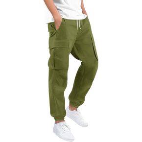 Haloumoning Boys Cargo Pants Casual Kids Joggers Elastic Waist Athletic Loose Straight Sweatpants 5-14 Years