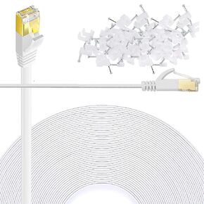 Cat 6 Ethernet Cable 150 FT Flat Internet Network Cables with Cable Clips Cat6 Ethernet Patch Cable with Snagless Rj45 Connectors Black Computer LAN Cable（150FT）…