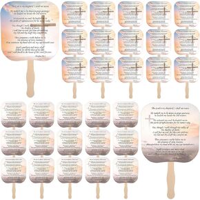 50 Pcs Christian Church Fans Religious Handheld Fan Inspirational Hand Held Parlor Fans Thick Paper Fans with Wooden Handle Hand Fans for Church Services Women Men Motivational Gift (Bible)