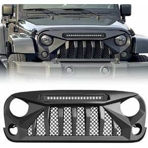 شبكة أمامية من Allinoneparts مع مصابيح الطرق الوعرة متوافقة مع 2007-2018 Jeep Wrangler Rubicon Sahara Sport JK JKU، أسود مطفي in Kuwait