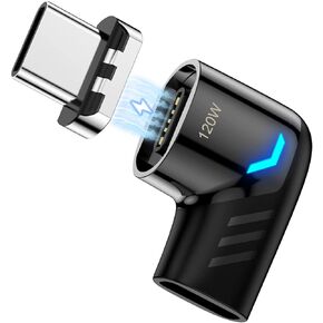 USB C Magnetic Adapter,Right Angle Type C Connector,PD 120W Fast Charge,480Mbps Transfer Speed,Compatible with USB C Phones,Tablets,Laptops