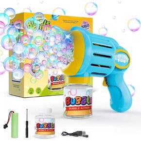 آلة فقاعات أوتوماتيكية للأطفال، أكثر من 10000 فقاعة في الدقيقة، منفاخ فقاعات قابل لإعادة الشحن، صانع فقاعات للأطفال مع 10 فتحات/إضاءة/محلول فقاعات 90 مل للحفلات وحفلات الزفاف وأعياد الميلاد والهدايا in Kuwait