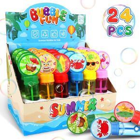 24 Pack Bubble Wands Set 6 Colors Styles, Summer Bubbles Bulk Toy for Kids, Colored Summer Party Favors Hawaiian Pool Beach Toddler Gifts Bubbles for Girls Boys Outdoor Activity