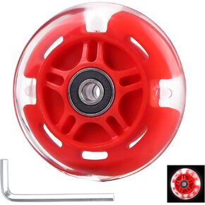 1-Pack 80mm Light Up Scooter Wheel Rear White Led Flashing Replacement Wheel for 3-Wheeled Kid Scooter (Black)
