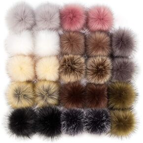 12 Pieces Faux Fur Pom Pom Balls Fur Fluffy Pompom Ball with Elastic Loop for Hats Shoes Scarves Gloves Scarves Bag Key Chain Charms Accessories (Black)