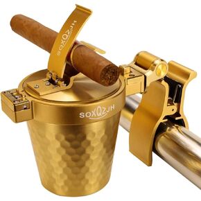 SOXQZJH Cigar Ashtrays for Outdoors, Car Ashtray with lid, Cigar Ashtrays for Patio Windproof and Odor Resistant, Smokeless Ashtrays for Home, Cigar Ashtrays for Men Luxury, Cigar Gifts for Men Unique