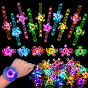 24PCS LED Light Up Fidget Spinner Bracelets Birthday Party Favors for Kids 4-8 8-12 Glow in The Dark Party Supplies Goodie Treat Bag Stuffers Return Gifts for Boys Girls Classroom Prizes Bulk Toys