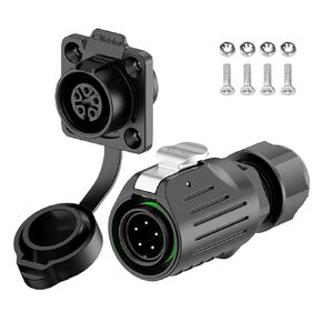 E-WeiChat EW-LP16 Industrial Waterproof Connector IP68 Quickly Plugging Aviation Connector PBT Plastic Shell Circular Connector Fast Release Electrical Connector M16 2-9 Pin Flange Socket (9 Pin)