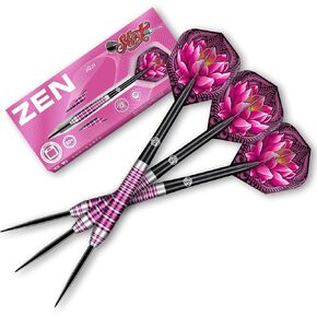 Shot Darts Steel Tip, Zen Juji (23g/ 24g/ 26g) 80% Tungsten Barrels Front Weighted with Short Length for Precision Handcrafted Professional Dart Set and Flights Made in New Zealand Metal Tip Bar Darts