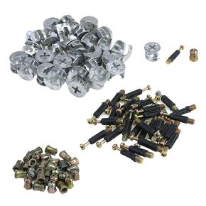 Antrader Furniture Side Knock Down Furniture Cam Lock Connecting Fitting مُدخل مسبقًا مجموعة موصلات مسامير الجوز 30 مجموعة (تركيب 812 + برغي تركيب 25 مم + غروانية مفتوحة)