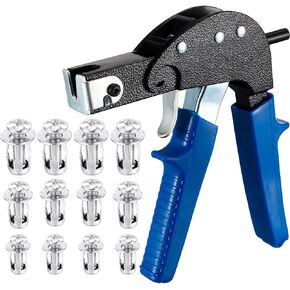 Yaocom 46 Pcs Expansion Screw Petal Nut and Metal Setting Tool 45 Petal Shape Metal Nut 1 Wall Anchor Gun for Hollow Wall Plasterboard Pressboard Hardboard Steel Zinc Plate