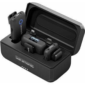 Saramonic Blink 500+ B2 2-Person Wireless Mic System w/Device Mount Receiver 3.5mm, USB-C & Lightning Outs, Charging Case, Noise Canceling & Magnetic Mounting