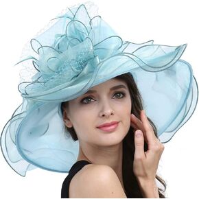 Original One Women's Organza Feather/Veil Tea Party Occasion Derby Event Church Dress Sun Hat