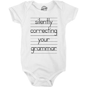 Crazy Dog T-Shirts Baby Silently Correcting Your Grammar Funny Lined Paper Creeper Bodysuit