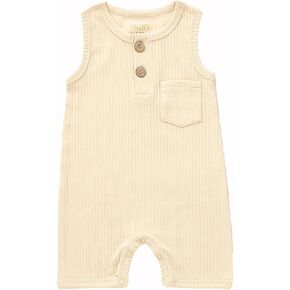 okdiy Organic Cotton Baby Boy Girl Clothes Unisex Romper Infant Solid Short Sleeve Jumpsuit Coming Home Outfit