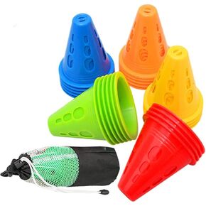 HUSHUI Sport Cones Football Training Cones,30Pcs Plastic Traffic Cones Sports Training Cones Road Cones for Skating Football Basketball Indoor Outdoor Games