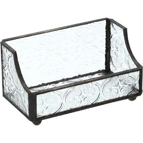 PATIKIL Business Card Holder for Desk, 2 Pack Mosaic Glass Business Card Holders Name Card Stand Organizer Cards Display for Office Exhibition, Clear