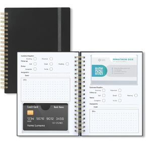 Onesky Business Card Organizer Book & Holder-Credit Card Organizer-Customer Info Tracking and Card Storage-Organizes Business, Credit, Shopping, Reward Cards; Capacity: 64 Cards (Black)