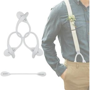 KUNN Suspender Genuine Leather Strips 4 Pcs Replacement for Button End Suspender