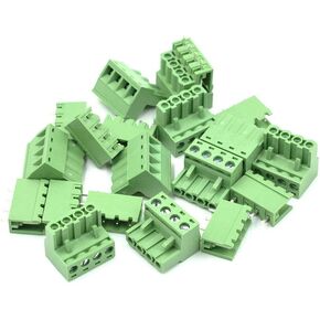 Hxchen 10Pcs 6Pin 5.08mm 2EDG Audio & Video Accessories Straight Pin Female and Male PCB Pluggable Terminal Block Adapters AWG28-12 Green 300V 10A
