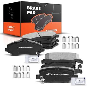 A-Premium Front and Rear Ceramic Disc Brake Pads Set Compatible with Select Dodge and Jeep Models - Nitro 2007-2011, Liberty 2008-2012, Wrangler 2007-2017, Wrangler JK 2018, with Hardware, 8 Pcs