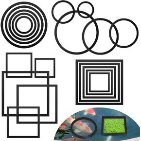 Yiyiring 20 Pcs Aquarium Floating Plant Rings Round and Square Fish Feeding Rings Different Size Floating Plant Corral Foam Circle for Tank Keep Floating Plants in Place and Out of Filter, 5 Sizes