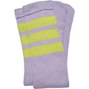 SKATERSOCKS One Pair of Italian Mid Calf Flower Tube Socks with Acid Stripes - Style 1
