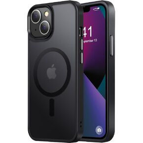 Thomo Strong Magnetic for iPhone 13 Case & iPhone 14 Case [Compatible with Magsafe] [10FT Drop Resistant] Matte Skin Feeling Back, Aluminum Alloy Keys Phone Case iPhone 13/14, Black
