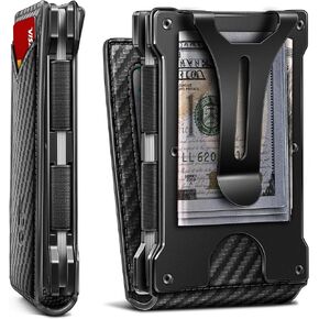 KEMISANT Men Wallet- Slim Wallet Money Clip For Gift Men in Front Pocket 12Cards-Metal Case with Magnetic Flip