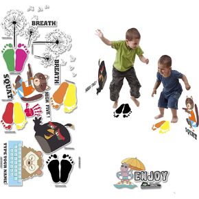 Classroom Decor Sensory Path Decals for Floor & Wall - Dynamic Funny Squat, High Five, Push Wall Hopscotch Floor Stickers for Boosting Gross Motor Skills