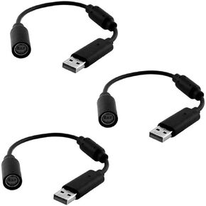 JJLFresheners 3Pcs Black USB Breakaway PC Cable Cord Adapter Converter for Xbox 360 Controller, Xbox 360 Cables, Accessories, Xbox 360 Breakaway Cable